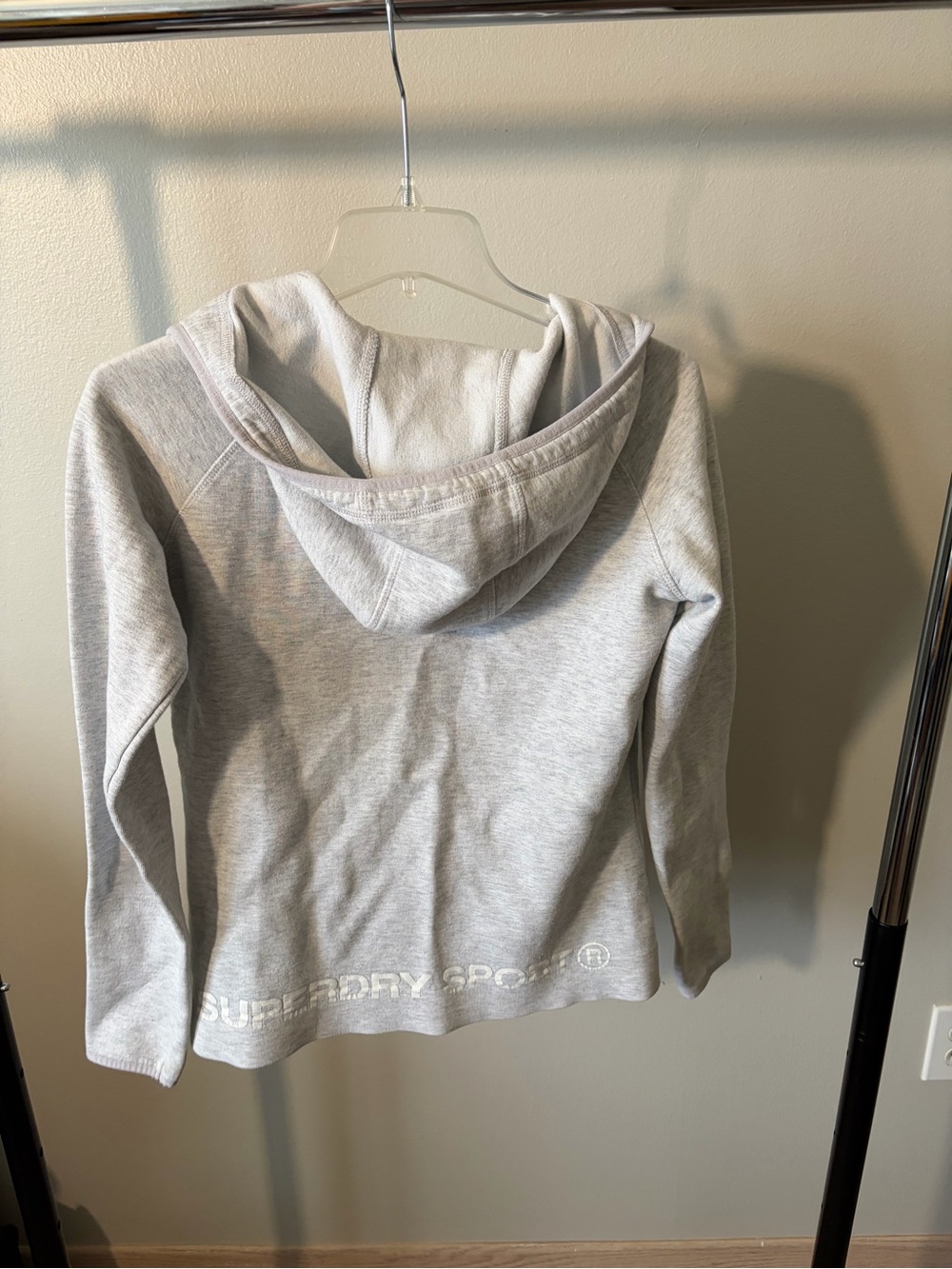Superdry Heather Gray Funnel Neck Pullover Hoodie - Picture 2 of 7
